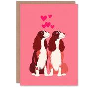 Artery8 Cocker Spaniel Couple Dog Lover Modern Illustration Valentine's Day Card