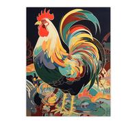 Artery8 Cockerel Cock Rooster Modern Flamboyant Colourful Painting Unframed Wall Art Print Poster Home Decor Premium | Size: W12" x H16" Artery8 Multicolor W12" x H16"