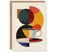 Artery8 Coffee Cup Bauhaus Geometric Design Greeting Birthday Card Him Her All Blank