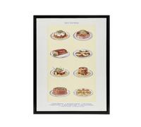 Artery8 Cold Entree Dishes Kitchen Decor Mrs Beeton Framed Canvas Wall Art in Yellow | Size: W18" x H24" Artery8 Yellow W18" x H24"