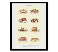 Artery8 Cold Entree Dishes Kitchen Decor Mrs Beeton Framed Wall Art Print in Yellow | Size: W12" x H16" Artery8 Yellow W12" x H16"