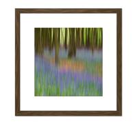 Artery8 Colin Bluebells Beech Trees Impressionist 8X8 Inch Square Wooden Framed Wall Art Print Picture with Mount in Brown Artery8 Brown