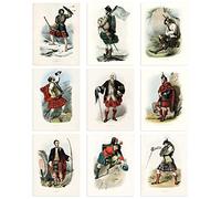 Artery8 Collection Of Scottish Clan Tartans Macdonald Set Of 9 Unframed Wall Art Prints Study Office Aesthetic Illustration Portraits 12X16 Inch