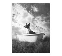 Artery8 Collie in a Bathtub Black White Surreal Dog Lover Living Room Large Wall Art Poster Print Thick Paper 18X24 Inch