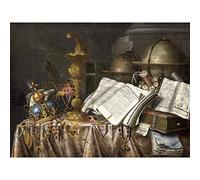 Artery8 Collier Vanitas Still Life Crown Gold Painting Large Wall Art Poster Print Thick Paper 18X24 Inch