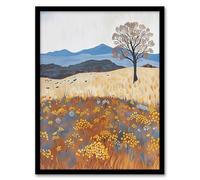 Artery8 Colorado Countryside Floral Landscape Painting Living Room Artwork Framed Wall Art Print 18X24 Inch