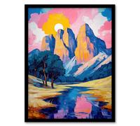 Artery8 Colorado Mountain Peaks Colourful Landscape Framed Art Print | Size: A4 Artery8 Multicolor A4