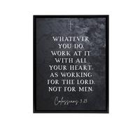 Artery8 Colossians 3 23 All Your Heart Bible Quote Framed Canvas Wall Art Print in Grey | Size: W18" x H24" Artery8 Grey W18" x H24"