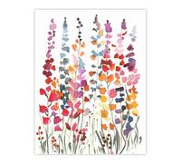 Artery8 Colourful Abstract Autumn Wildflowers Watercolour Wall Art Print | Size: W12" x H16" Artery8 Multicolor W12" x H16"