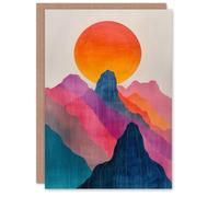 Artery8 Colourful Abstract Boho Alps Mountain Range Sunset Birthday Card Artery8 Multicolor