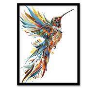 Artery8 Colourful Abstract Sylph Hummingbird Folk Art Living Room Art Print Framed Poster Wall Decor 12x16 inch