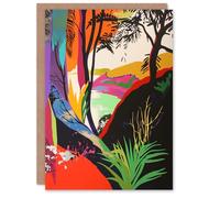 Artery8 Colourful Abstract Trees Hills Lake Bright Bold Greeting Birthday Card Him Her All Blank