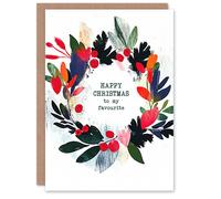 Artery8 Colourful Abstract Wreath To My Favourite Christmas Greeting Card Artery8 Multicolor