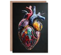 Artery8 Greeting Card Colourful Anatomical Human Heart Bold Modern Blank For Him Or Her Art Birthday Card