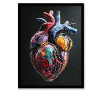 Artery8 Colourful Anatomical Human Heart Bold Modern Living Room Artwork Framed Wall Art Print A4