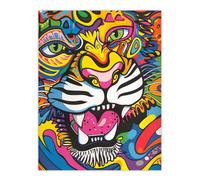 Artery8 Unframed Wall Art Colourful Arty Tiger Portrait Fun Bold Hippy - 12X16 Inch