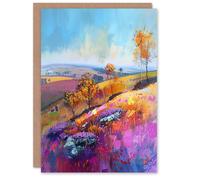 Artery8 Greeting Card Colourful Autumn Otley Chevin Yorkshire Landscape Blank For Him Or Her Art Birthday Card