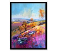 Artery8 Colourful Autumn Otley Chevin Yorkshire Landscape Living Room Artwork Framed Wall Art Print A4