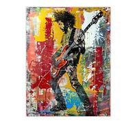 Artery8 Colourful Bassist Rocker Portrait Street Art Living Room Large Wall Art Poster Print Thick Paper 18X24 Inch