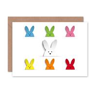 Artery8 Colourful Bunnies Cutouts Bright Easter Child Kids Card Artery8 Multicolor