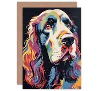 Artery8 Colourful Cocker Spaniel Dog Lover Portrait for Wife Her Mum Sister Daughter Mom Gran Nan Birthday Thank You Mothers Day Blank Art Greeting Card