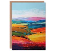 Artery8 Colourful Country Fields Rainbow Landscape Greeting Birthday Card Him Her All Blank