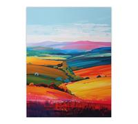 Artery8 Colourful Country Fields Rainbow Landscape Wall Art Print | Size: W12" x H16" Artery8 Multicolor W12" x H16"