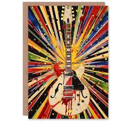 Artery8 Colourful Electric Guitar Funk Conceptual Art For Her Woman Birthday Personalised Card