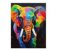 Artery8 Colourful Elephant Vibrant Psychedelic Painting Living Room Extra Large XL Wall Art Poster Print