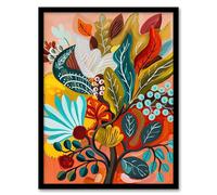 Colourful Floral Botanical Bouquet Painting Framed Art Print Artery8 Multi A4