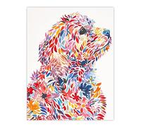 Artery8 Colourful Floral Labradoodle Dog Lover Design Living Room Large Wall Art Poster Print Thick Paper 18X24 Inch