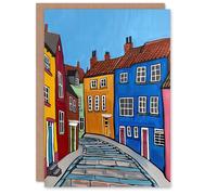 Artery8 Greeting Card Colourful Houses Bridlington East Yorkshire Blank For Him Or Her Art Birthday Card