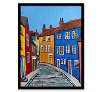 Artery8 Colourful Houses Bridlington East Yorkshire Living Room Artwork Framed Wall Art Print A4
