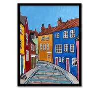 Artery8 Colourful Houses Bridlington East Yorkshire Living Room Artwork Framed Wall Art Print 18X24 Inch