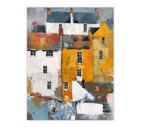 Artery8 Colourful Houses in English Seaside Town Painting Wall Art Print | Size: W12" x H16" Artery8 Multicolor W12" x H16"