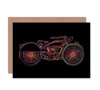 Artery8 Colourful Illustration Motorcycle Bike Art Card Artery8 Multicolor