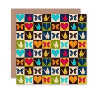 Artery8 Colourful Origami Heart Butterfly Swan Art Blank Card Artery8 Multicolor