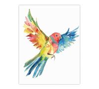 Artery8 Colourful Parrot Spread Wings Flying Watercolour Living Room Large Wall Art Poster Print Thick Paper 18X24 Inch
