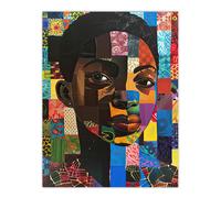 Artery8 Colourful Patchwork Black Woman Portrait Beauty Living Room Extra Large XL Wall Art Poster Print