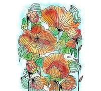 Artery8 Colourful Patterned Poppy Flower Painting Unframed Wall Art Print Poster Home Decor Premium