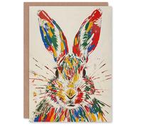 Artery8 Colourful Rabbit Portrait Bright Fun Cute Spring Greeting Birthday Card Him Her All Blank