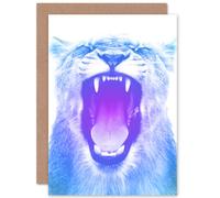 Wee Blue Coo Colourful Roar Lion Greeting Card With Envelope Inside Premium Quality