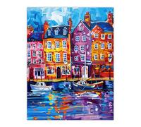 Artery8 Colourful Scarborough Harbour Yorkshire Painting Living Room Large Wall Art Poster Print Thick Paper 18X24 Inch