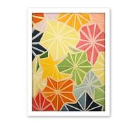 Artery8 Colourful Slices of Star Fruit Bright Watercolour Painting Abstract Carambola Kitchen Artwork Framed Wall Art Print 18X24 Inch
