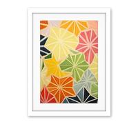 Artery8 Colourful Slices of Star Fruit Bright Watercolour Painting Abstract Carambola Kitchen Artwork Framed Wall Art Print 18X24 Inch