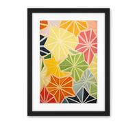 Artery8 Colourful Slices of Star Fruit Bright Watercolour Painting Abstract Carambola Kitchen Artwork Framed Wall Art Print 18X24 Inch