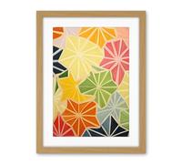 Artery8 Colourful Slices of Star Fruit Bright Watercolour Painting Abstract Carambola Kitchen Artwork Framed Wall Art Print 18X24 Inch