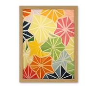 Artery8 Colourful Slices of Star Fruit Bright Watercolour Painting Abstract Carambola Kitchen Artwork Framed Wall Art Print 18X24 Inch