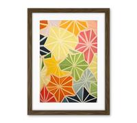 Artery8 Colourful Slices of Star Fruit Bright Watercolour Painting Abstract Carambola Kitchen Artwork Framed Wall Art Print 18X24 Inch