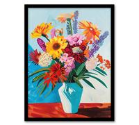 Colourful Spring Flower Bouquet Vibrant Painting Framed Art Print Artery8 Multi A4